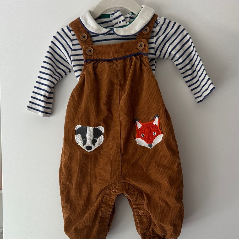 Baby Boden overalls with Peter Pan collard onesie